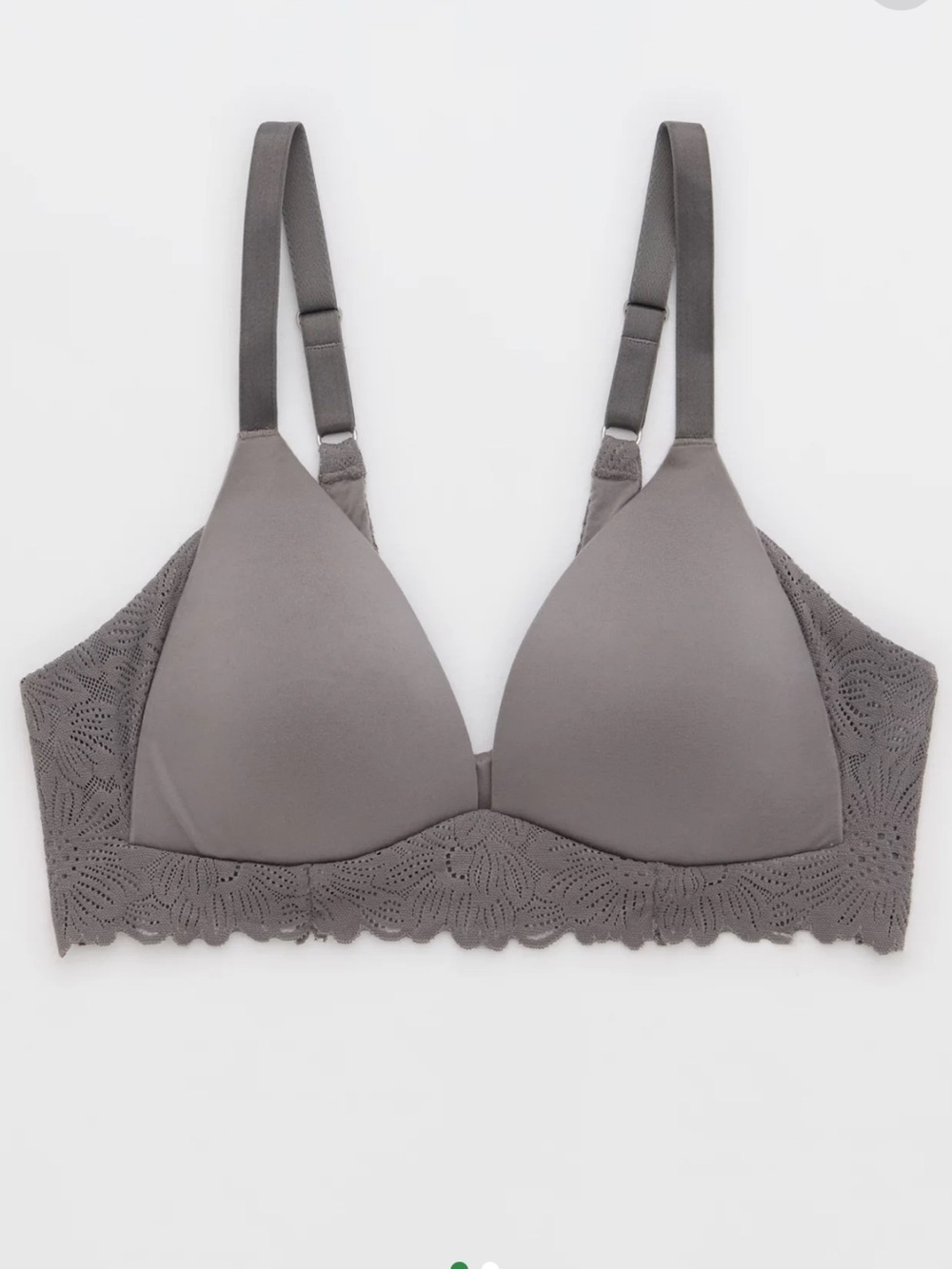 Aerie gray sunny bloom adjustable lightly lined wireless lace bra size 36D